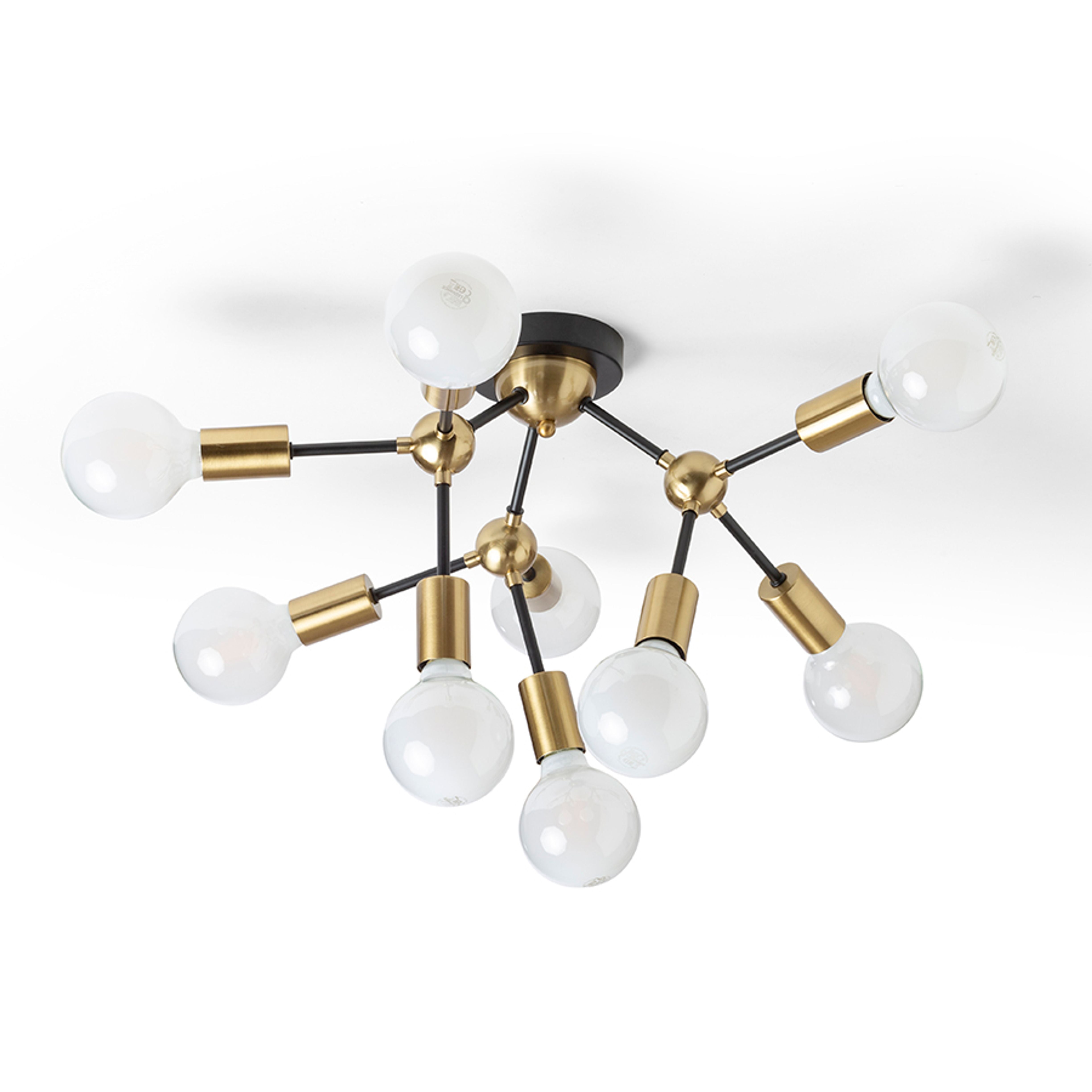Rendl Artemia 9 plafonieră neagră alamă periată LED E27 9x15W - RENDL